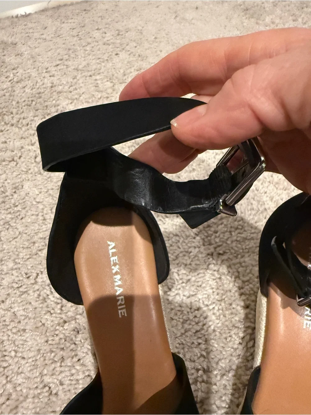Alex Marie Black Crisscross Espadrille Wedge Sandals